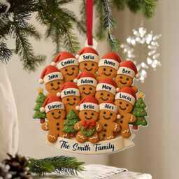 2D Flat Personalized Snowman Gingerbread Family Ornament, Reunion Keepsake, Christmas Gift With Grandkids, Xmas Tree Decor - thumbnail 3