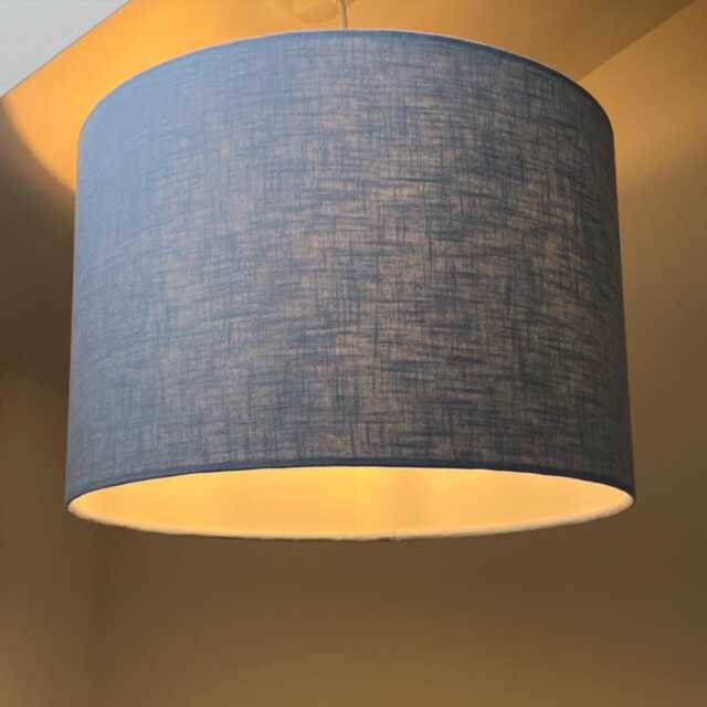 Light Blue Linen Drum Lampshade Textured Linen Ceiling Shade - image 1