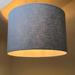 Light Blue Linen Drum Lampshade Textured Linen Ceiling Shade - thumbnail 1