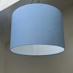 Light Blue Linen Drum Lampshade Textured Linen Ceiling Shade - thumbnail 2