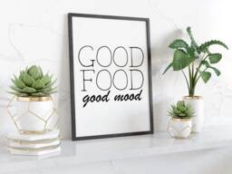 Good Food Mood Printed Wall Art A3 A4 Framed Unframed Typography Print Inspirational Kitchen Decor - thumbnail 1