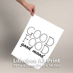 Good Food Mood Printed Wall Art A3 A4 Framed Unframed Typography Print Inspirational Kitchen Decor - thumbnail 3