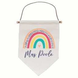 Personalised Teacher Sign - Custom Name Linen Flag Pennant Thank You Gift For Appreciation Classroom Door Hanger Wall Art - thumbnail 4