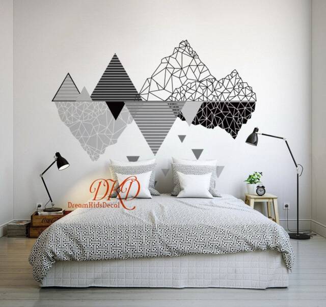 Wall Decal Nursery Wall Sticker, Mountain Decals, Mountains Modern Home Decor Art - Geometrical Mountain - image 1
