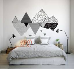 Wall Decal Nursery Wall Sticker, Mountain Decals, Mountains Modern Home Decor Art - Geometrical Mountain - thumbnail 1