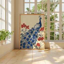 Peacock Poster, Botanical Wall Art, Bird Nature Print - thumbnail 4