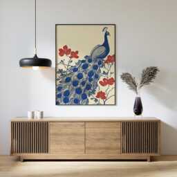 Peacock Poster, Botanical Wall Art, Bird Nature Print - thumbnail 3
