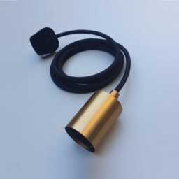 Plug in Pendant Light - Bronze Gold Minimal Modern E27 Lamp Holder Hanging Fabric Cable Cord Unique Reading, Ambient Mood Lighting - thumbnail 2