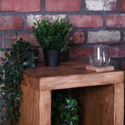 Chunky Wooden Side/End Table - Solid Pine Dark Oak Wax Finish - thumbnail 4