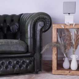 Chunky Wooden Side/End Table - Solid Pine Dark Oak Wax Finish - thumbnail 2
