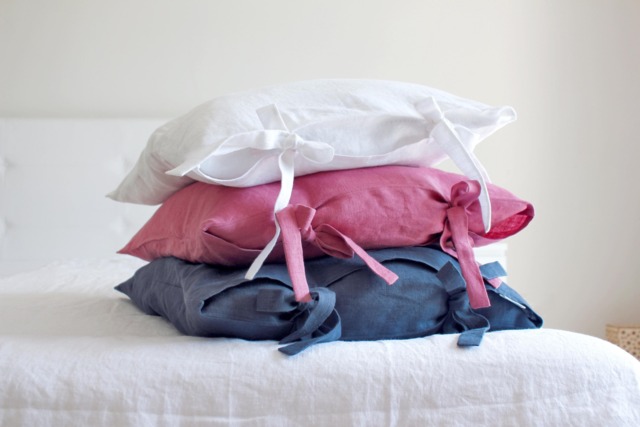 stonewashed Linen Pillowcase With Ribbon Ties in Various Colours - Pillow Cover Envelope Closure, Custom Throw Shams - image 1