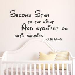 Second Star To The Right & Straight On Til Morning Quote Vinyl Wall Decal Lettering Nursery Art Decor - 096 - thumbnail 1