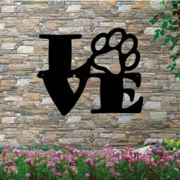 Love Paw Print Metal Wall Art Dog Lover Decor - thumbnail 1