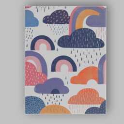 Scandinavian Rainbow Rain Clouds Seamless Pattern Canvas Wall Art Print Decor Picture Ready To Hang - thumbnail 1