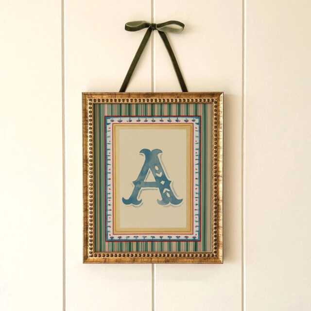 Personalised Boys Room Alphabet Print - Vintage Monogram Wall Art Custom Initial For Nursery Or Bedroom - image 1