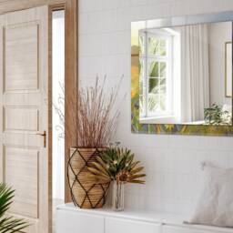 Sunflower Field Mirror, Rectangular Mirror With Frame, Yellow Printed Decorative Wall Hallway - thumbnail 3