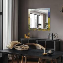 Sunflower Field Mirror, Rectangular Mirror With Frame, Yellow Printed Decorative Wall Hallway - thumbnail 2