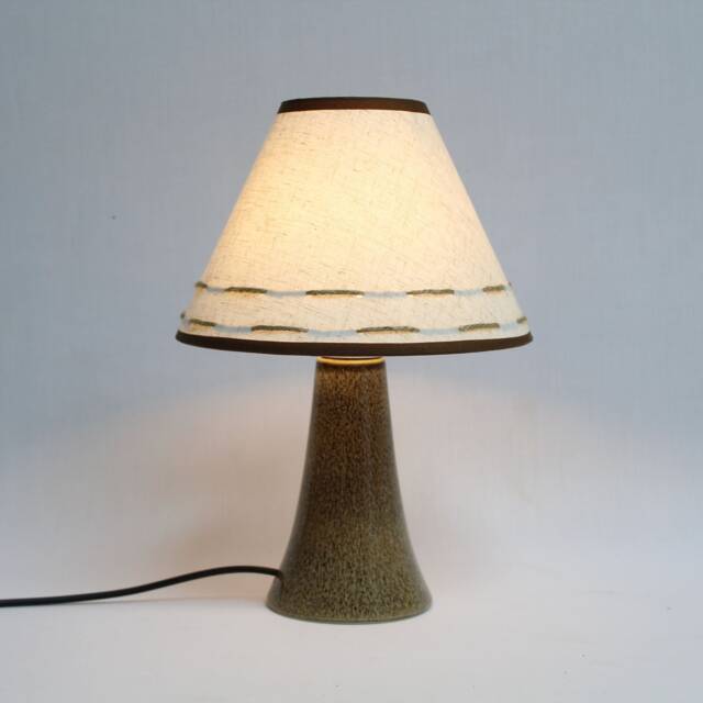 Floral Fabric & Ceramic Table Lamp - Brown Leopard Base - image 1