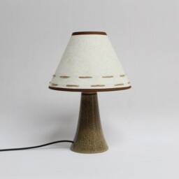 Floral Fabric & Ceramic Table Lamp - Brown Leopard Base - thumbnail 3