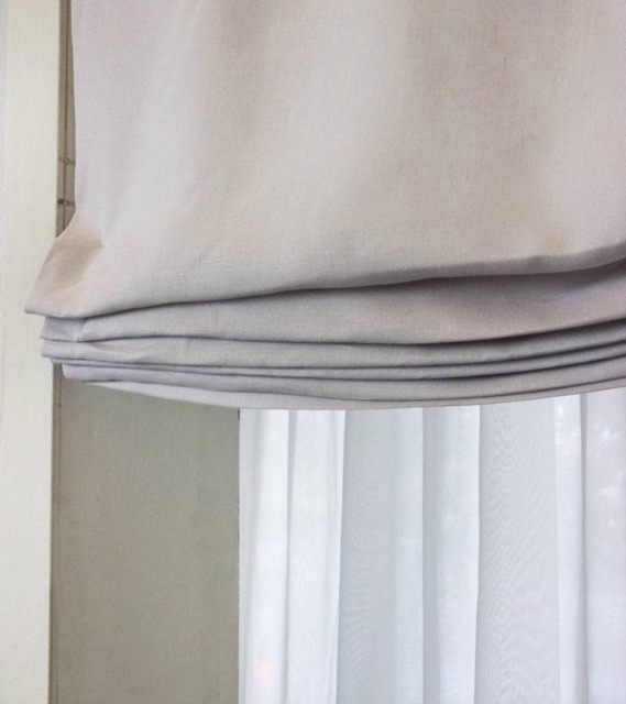 Gray Linen Relaxed Roman Shade, Modern Blackout Window Treatment, Cl1010 - image 1