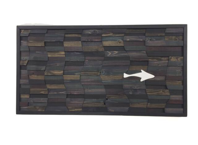 "Wood Wall Art - ""Lone Shark"" Modern Wooden Sculpture - 37""x20" - image 1