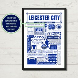 Leicester City Birthday Gift - Any Season Review Stats Poster For Football Fans Sports Team Print Personalised - thumbnail 1