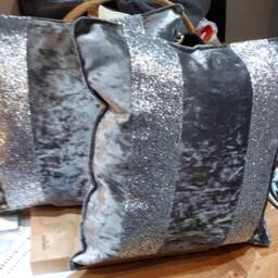 Handmade Crushed Velvet Glitter Stripe Cushion, Decorative Pillow - thumbnail 4