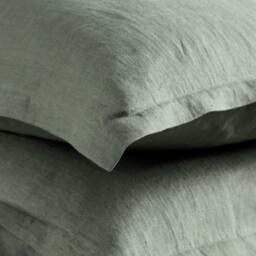 Moss Green Pillowcases, Linen Pillowcase Set Of Two, Natural Pillow Covers With Flange, Bedding King, Queen, Standard, Euro Shams - thumbnail 2