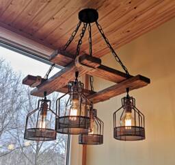 Rustic Light Fixture - Hanging Lighting Industrial Pendant Wood Chandelier No Us Customs Fees - thumbnail 1