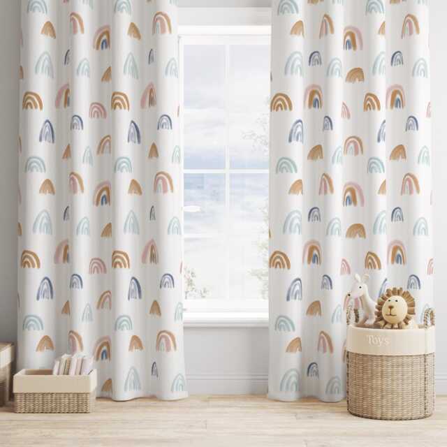 Watercolour Colourful Rainbow Curtains, Nursery Curtains Blackout Or Non Blackout, With Eyelets, Pencil Pleat Rod Pocket - image 1