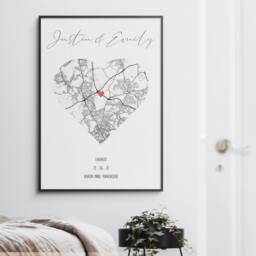 Valentines Gift - Personalised Map Print Of Any Location & Occasion Where We Met/First Date Engaged Married - thumbnail 3