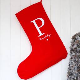 Personalised Christmas Stockings, Extra Large Stocking For Family, Santa Sack, Eve, White Stocking, Red - thumbnail 2