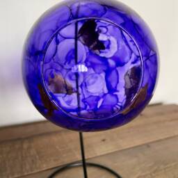 Hand Painted Glass Tea Light Holder, Purple/ Amethyst Colour Hanging Candle. Glass Candle Gift Idea, Special Gift. Christmas - thumbnail 3