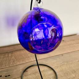 Hand Painted Glass Tea Light Holder, Purple/ Amethyst Colour Hanging Candle. Glass Candle Gift Idea, Special Gift. Christmas - thumbnail 4