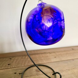 Hand Painted Glass Tea Light Holder, Purple/ Amethyst Colour Hanging Candle. Glass Candle Gift Idea, Special Gift. Christmas - thumbnail 2