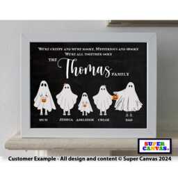 Spooky Family Ghost Ghouls Personalised Custom Handmade Portrait Picture Framed Halloween Wall Art Print Friend Mum Dad Birthday Gift - thumbnail 2