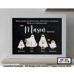 Spooky Family Ghost Ghouls Personalised Custom Handmade Portrait Picture Framed Halloween Wall Art Print Friend Mum Dad Birthday Gift - thumbnail 3