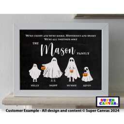 Spooky Family Ghost Ghouls Personalised Custom Handmade Portrait Picture Framed Halloween Wall Art Print Friend Mum Dad Birthday Gift - thumbnail 4