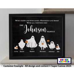 Spooky Family Ghost Ghouls Personalised Custom Handmade Portrait Picture Framed Halloween Wall Art Print Friend Mum Dad Birthday Gift - thumbnail 1