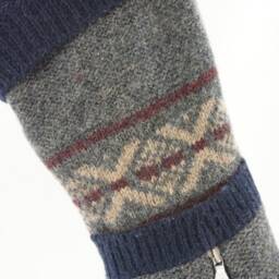 Christmas Stocking Wool Blue Grey Brown Repurposed Lands End Winter Sweater Zipper Upcycled Recycled Ooak 633 - thumbnail 2
