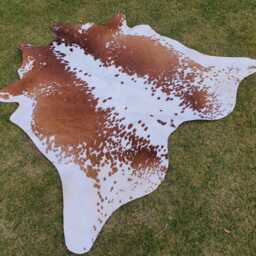 Brown & White Genuine Cowhide Rugs - Exotic Hair-On For Home Decor -Exclusive Spotted Living Room - thumbnail 2