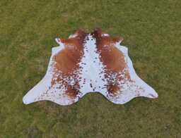 Brown & White Genuine Cowhide Rugs - Exotic Hair-On For Home Decor -Exclusive Spotted Living Room - thumbnail 1