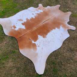 Brown & White Genuine Cowhide Rugs - Exotic Hair-On For Home Decor -Exclusive Spotted Living Room - thumbnail 4