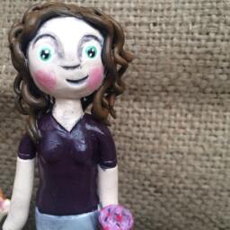 Custom Folk Art Sculpture Personalized Clay Lady Figurine - thumbnail 3