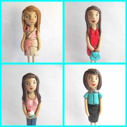 Custom Folk Art Sculpture Personalized Clay Lady Figurine - thumbnail 2