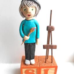 Custom Folk Art Sculpture Personalized Clay Lady Figurine - thumbnail 4