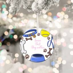 Dog Walker Bauble, Gift, Christmas Daycare Gift For Groomer, Owner, Gifts From Dogs - thumbnail 3