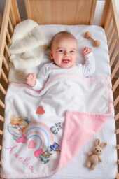 Personalised Alice in Wonderland Baby Blanket - Custom Name Storybook Nursery Gift Cushion - thumbnail 1