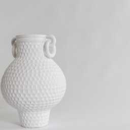 Large Textured Sculptural Vase With Ring Handles - Modern Ceramic Urn in Black Or White For Bold Interior Styling - thumbnail 2