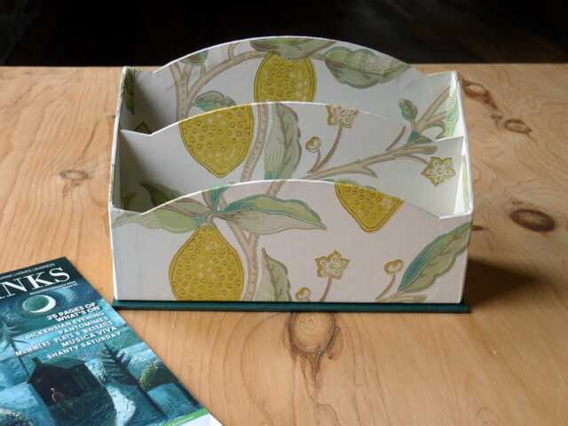 William Morris Letter Rack Ornate Desk Organiser in Lemons White, Handmade England - image 1